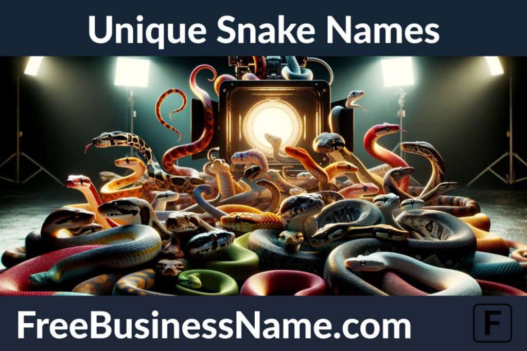 a cinematic image that captures the distinctive and individual characteristics of unique snakes, focusing on their vibrant color patterns, extraordinary sizes, and rare physical traits.