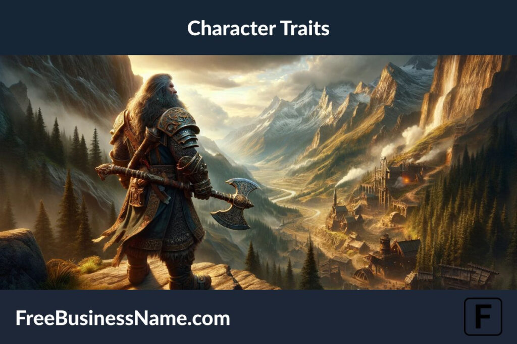 The image capturing the character traits typical of dwarves in fantasy lore has been created, showcasing their resilience, courage, and craftsmanship within a dramatic and atmospheric scene.