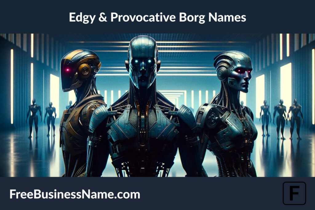 Here is the cinematic widescreen image themed around 'Edgy & Provocative Borg Names' in a science fiction context.