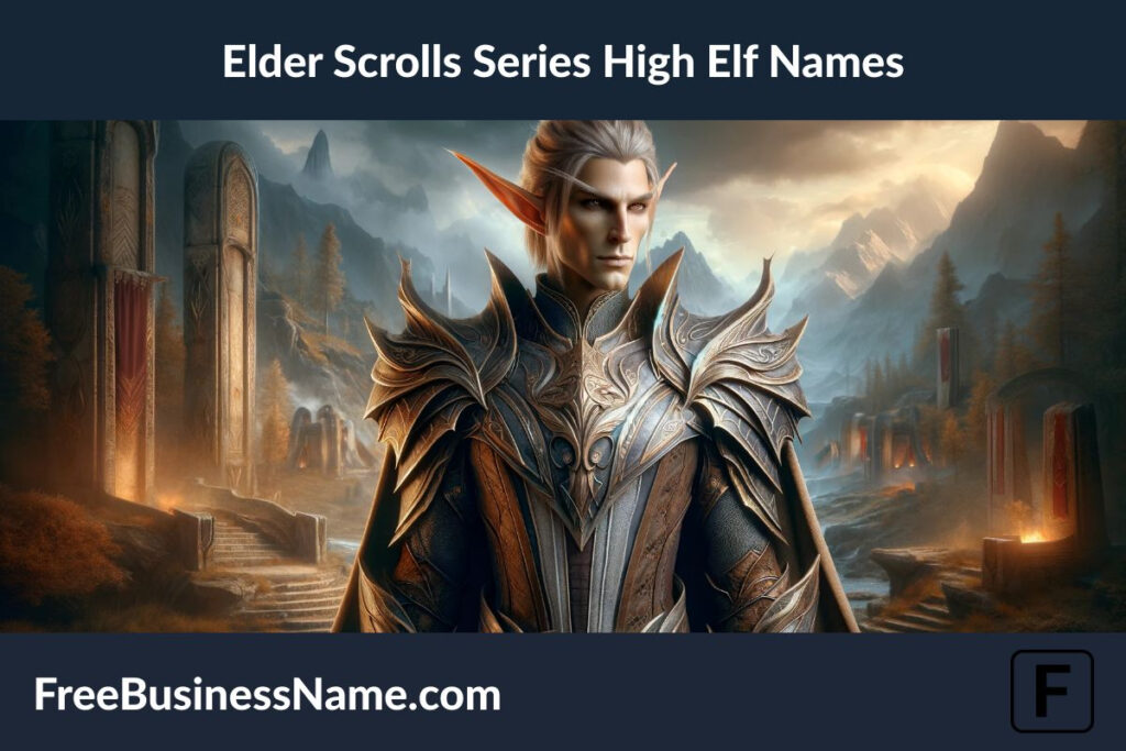 the image of a high elf inspired by the Elder Scrolls series, set in a fantastical landscape that captures the epic and mystical essence of the series.