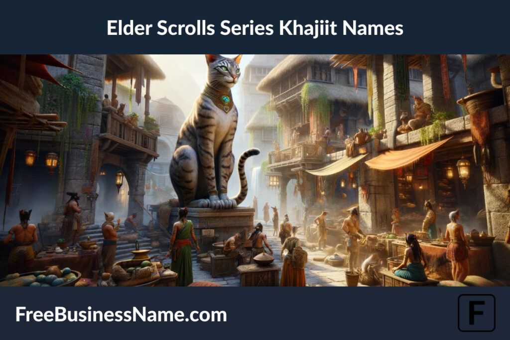 Here is the cinematic image showcasing the Khajiit culture and environment from the Elder Scrolls series.
