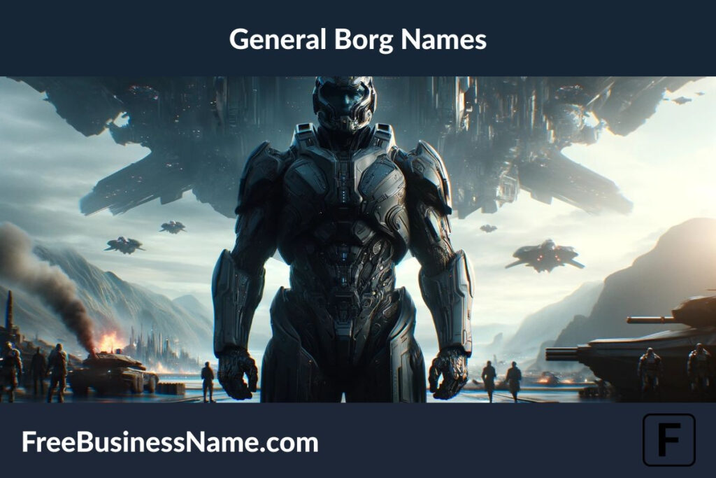 Here is the cinematic widescreen image featuring General Borg in a science fiction setting.