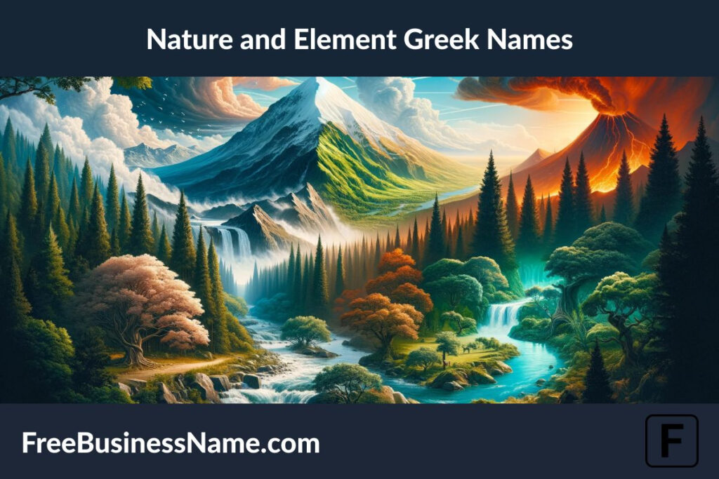 a cinematic image, embodying the essence of Greek names associated with nature and the elements, has been created.