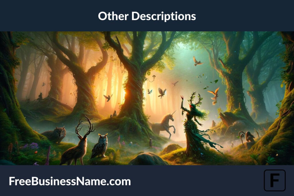The cinematic image inspired by the other descriptions of Wood Elves has been created, capturing the enchanting essence of their deep connection with the natural world, set within a vibrant and mystical forest.