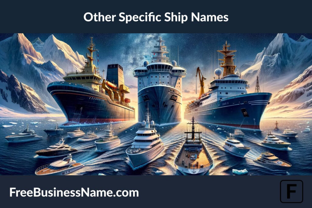 The cinematic image showcasing a variety of specific but unnamed ships, each reflecting its unique design and purpose, has been created. This scene captures the essence of maritime innovation and adventure