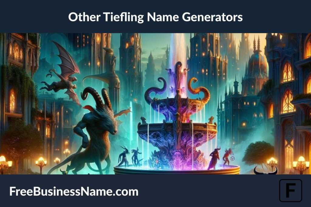 Here is the cinematic image created for the theme of Other Tiefling Name Generators. This scene captures the essence of a mystical and vibrant cityscape, perfect for your concept.