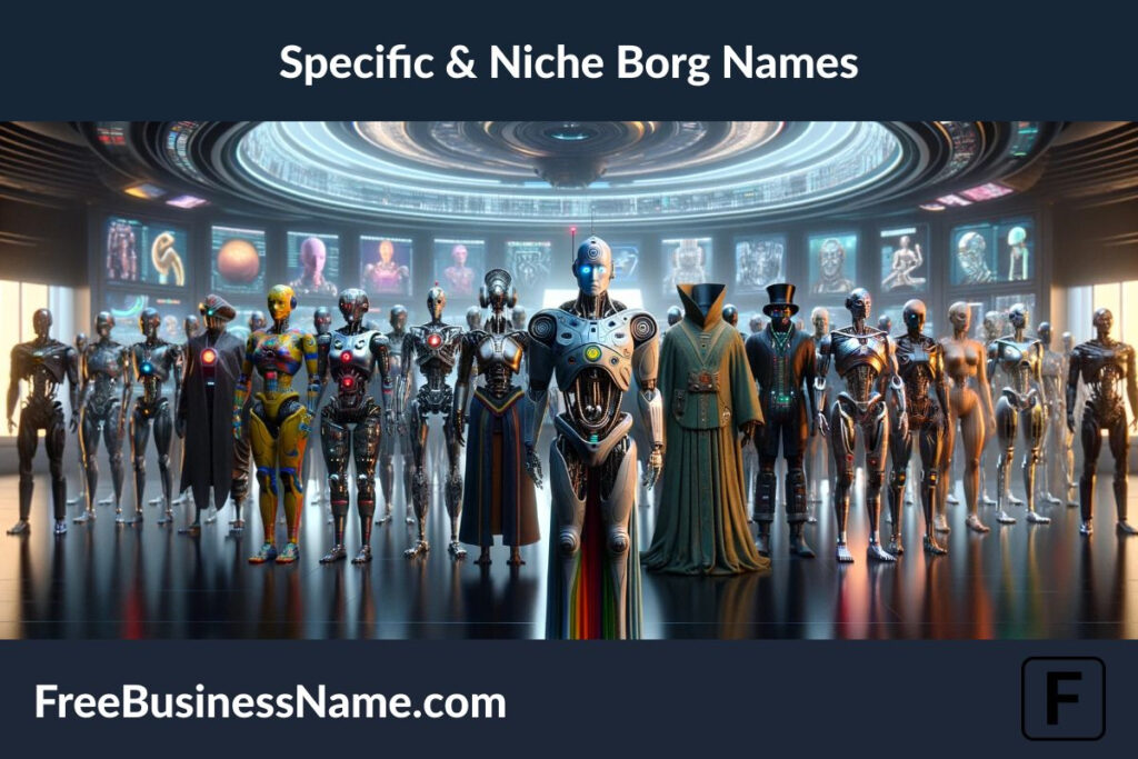 Here is the cinematic widescreen image focusing on the theme of 'Specific & Niche Borg Names' in a sci-fi setting.