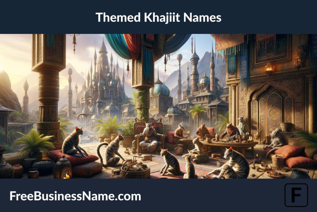 Here is the cinematic image that embodies the theme of Khajiit names from the Elder Scrolls series.