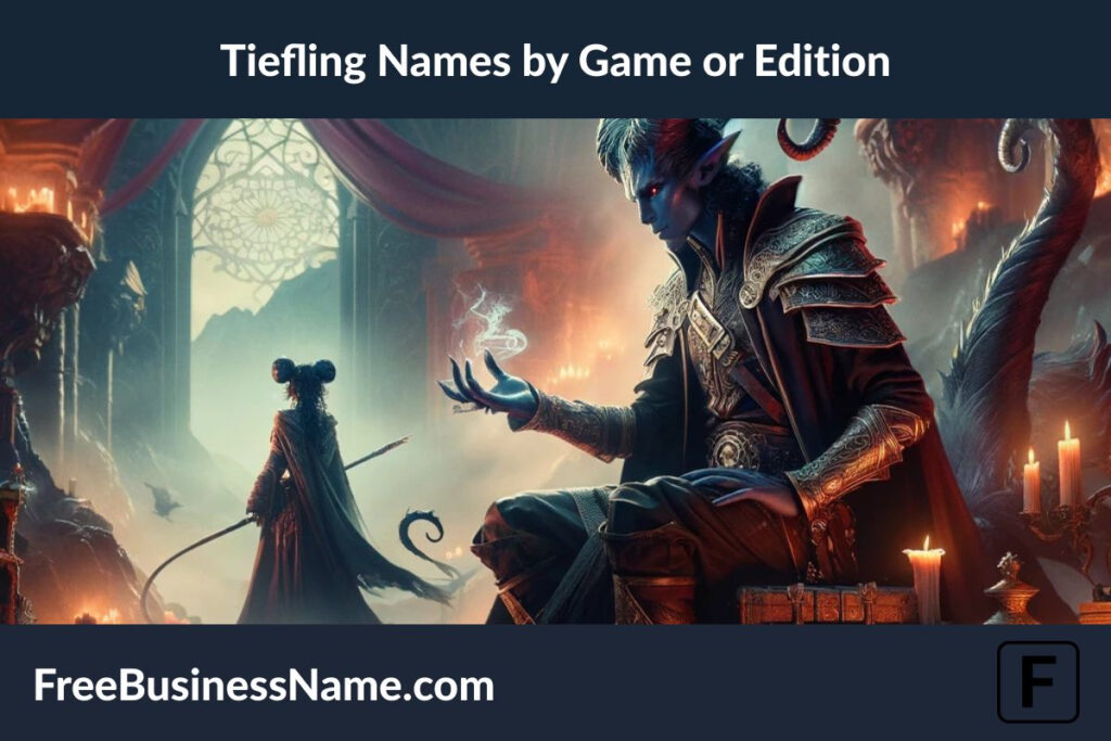 Here is the cinematic image representing a Tiefling character, styled to reflect the aesthetic of a specific game or edition, likely Dungeons & Dragons. The scene captures the thematic elements and activities relevant to the game's setting.