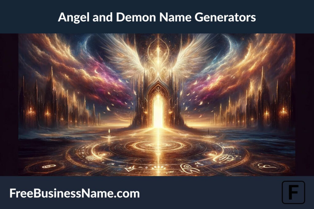 The cinematic image inspired by the Angel and Demon Name Generators has been created, portraying a mesmerizing blend of divinity and darkness. 