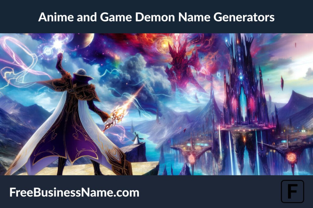 The cinematic image inspired by the Anime and Game Demon Name Generators has been created, capturing an epic scene that melds the thrill of anime and video games into one.