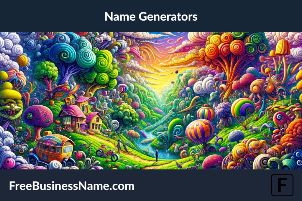 a cinematic image inspired by the whimsical and humorous essence of the "Goofy Ahh Name Generator." The landscape is filled with fantastical elements, inviting you into a world where imagination runs free. Enjoy exploring this playful visual storytelling!