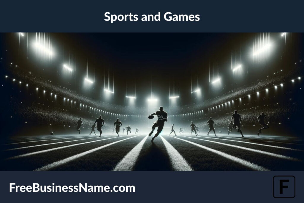 a cinematic image inspired by the essence of "Sports and Games" is now ready, capturing a moment of intense competition and passion in an atmospheric stadium setting.