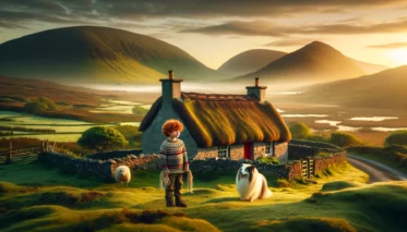 Here is a cinematic image inspired by the essence of Irish boy names, capturing a serene Irish landscape at sunrise.