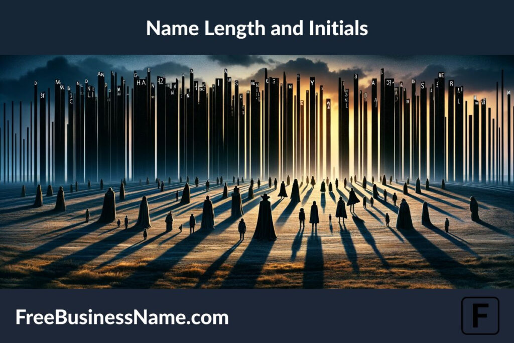 a cinematic image inspired by the concept of name length and initials for boy names starting with K, captured through an abstract representation of varying shadow lengths and the unique silhouettes of individual figures. This visual metaphor highlights the diversity and personal identity each name carries.